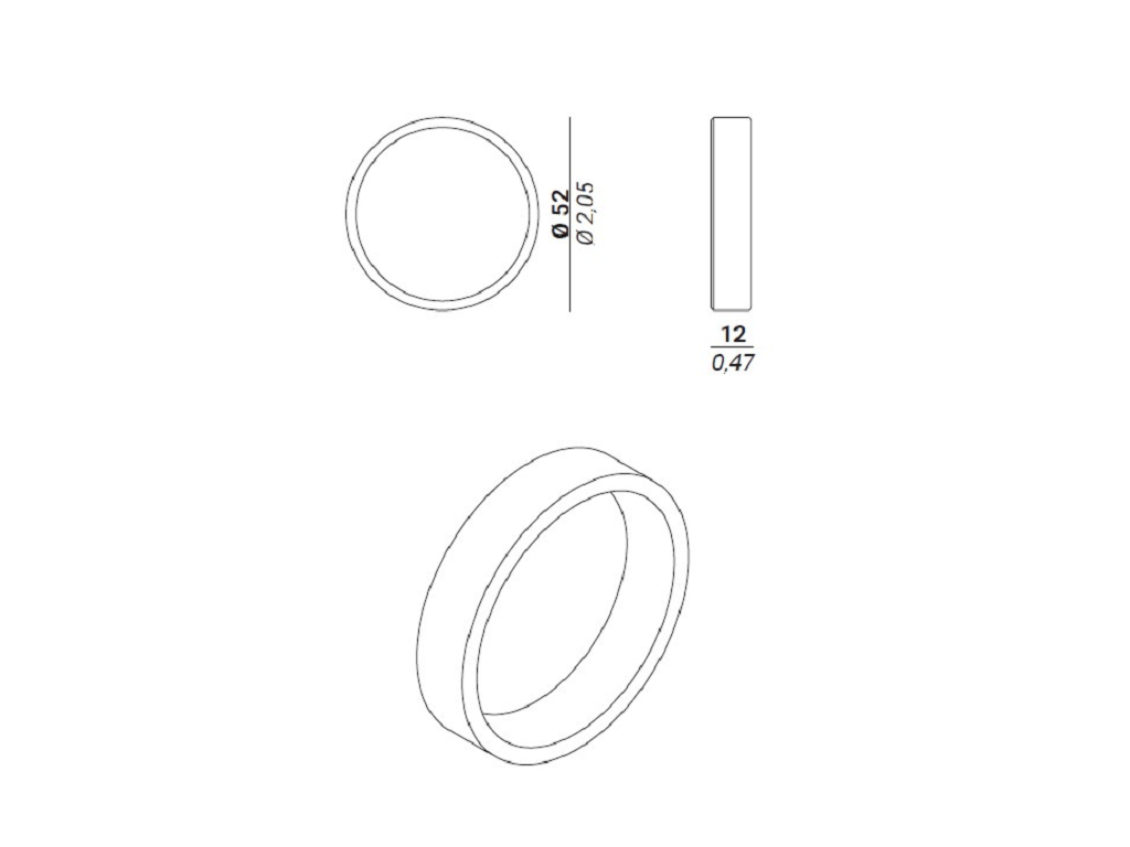 Maniglia per Porte in Vetro con Adesivo modello Tonda Nuda mm.57x12h 49-Bianco Monviso | Verum Italy - immagine 3
